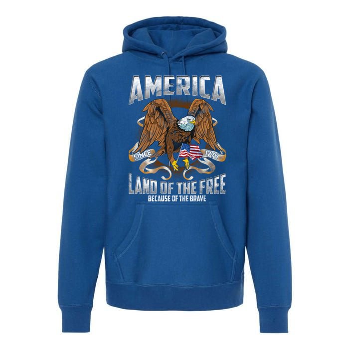 America! Land Of The Free Because Of The Brave! Patriotic Gift Premium Hoodie