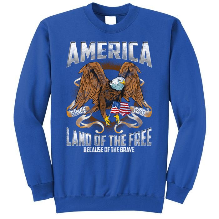 America! Land Of The Free Because Of The Brave! Patriotic Gift Tall Sweatshirt