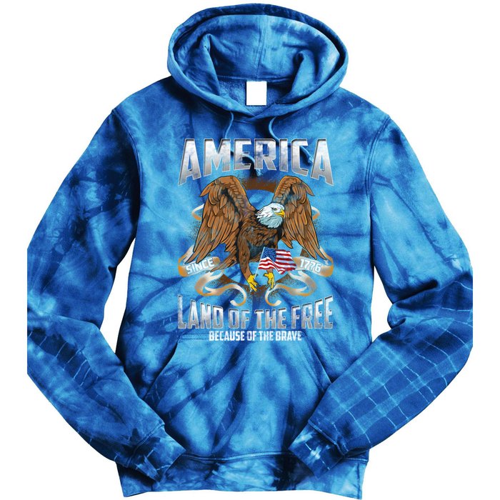 America! Land Of The Free Because Of The Brave! Patriotic Gift Tie Dye Hoodie