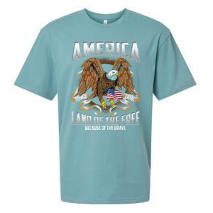 America! Land Of The Free Because Of The Brave! Patriotic Gift Sueded Cloud Jersey T-Shirt