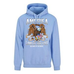 America! Land Of The Free Because Of The Brave! Patriotic Gift Unisex Surf Hoodie