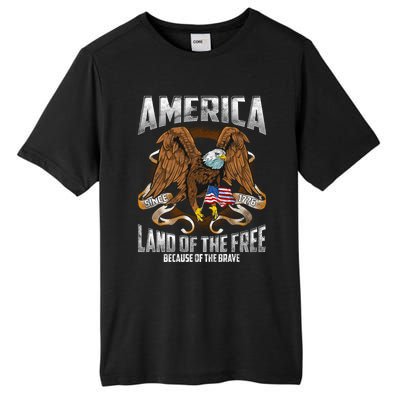 America! Land Of The Free Because Of The Brave! Patriotic Gift Tall Fusion ChromaSoft Performance T-Shirt