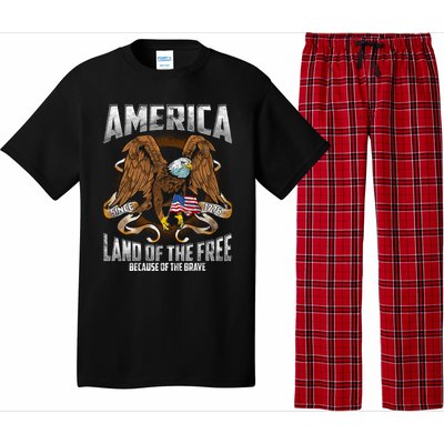 America! Land Of The Free Because Of The Brave! Patriotic Gift Pajama Set