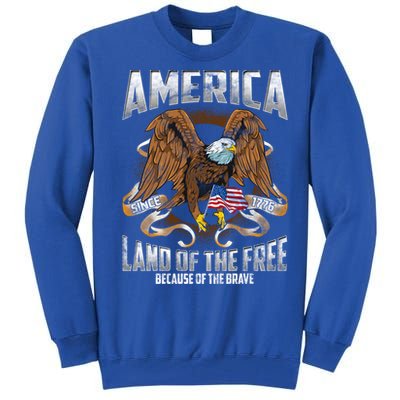 America! Land Of The Free Because Of The Brave! Patriotic Gift Tall Sweatshirt