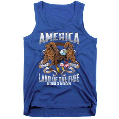 America! Land Of The Free Because Of The Brave! Patriotic Gift Tank Top