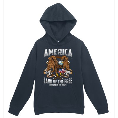 America! Land Of The Free Because Of The Brave! Patriotic Gift Urban Pullover Hoodie