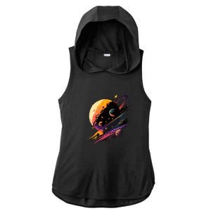 A Lot Of Big And Small Colorful Planets Ladies PosiCharge Tri-Blend Wicking Draft Hoodie Tank