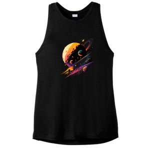 A Lot Of Big And Small Colorful Planets Ladies PosiCharge Tri-Blend Wicking Tank