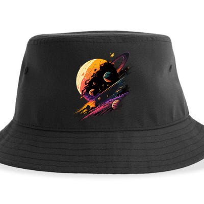 A Lot Of Big And Small Colorful Planets Sustainable Bucket Hat