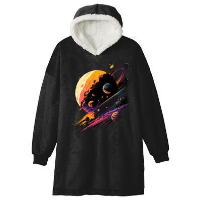 A Lot Of Big And Small Colorful Planets Hooded Wearable Blanket