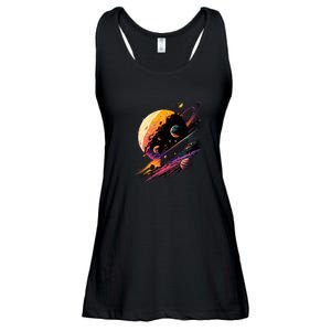 A Lot Of Big And Small Colorful Planets Ladies Essential Flowy Tank