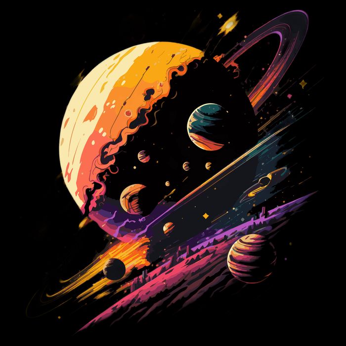 A Lot Of Big And Small Colorful Planets Flatbill Hat