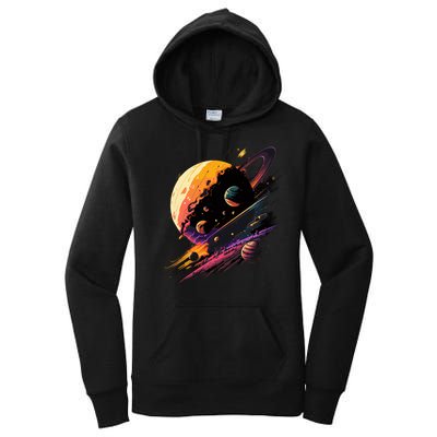 A Lot Of Big And Small Colorful Planets Women's Pullover Hoodie