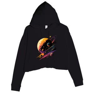 A Lot Of Big And Small Colorful Planets Crop Fleece Hoodie