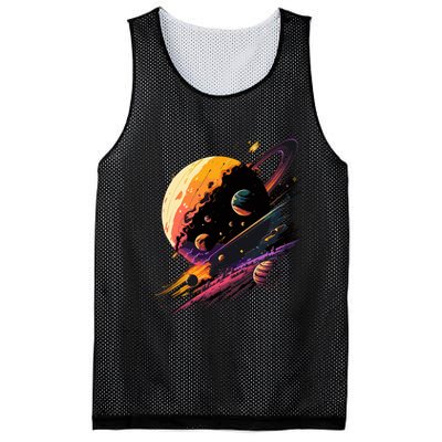 A Lot Of Big And Small Colorful Planets Mesh Reversible Basketball Jersey Tank