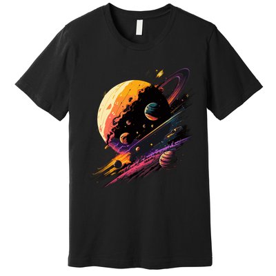 A Lot Of Big And Small Colorful Planets Premium T-Shirt