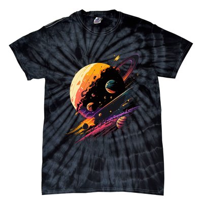 A Lot Of Big And Small Colorful Planets Tie-Dye T-Shirt