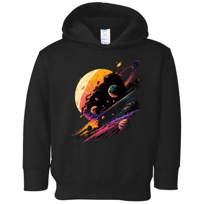 A Lot Of Big And Small Colorful Planets Toddler Hoodie