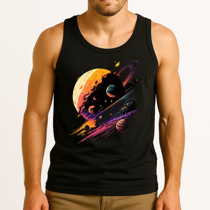 A Lot Of Big And Small Colorful Planets Tank Top