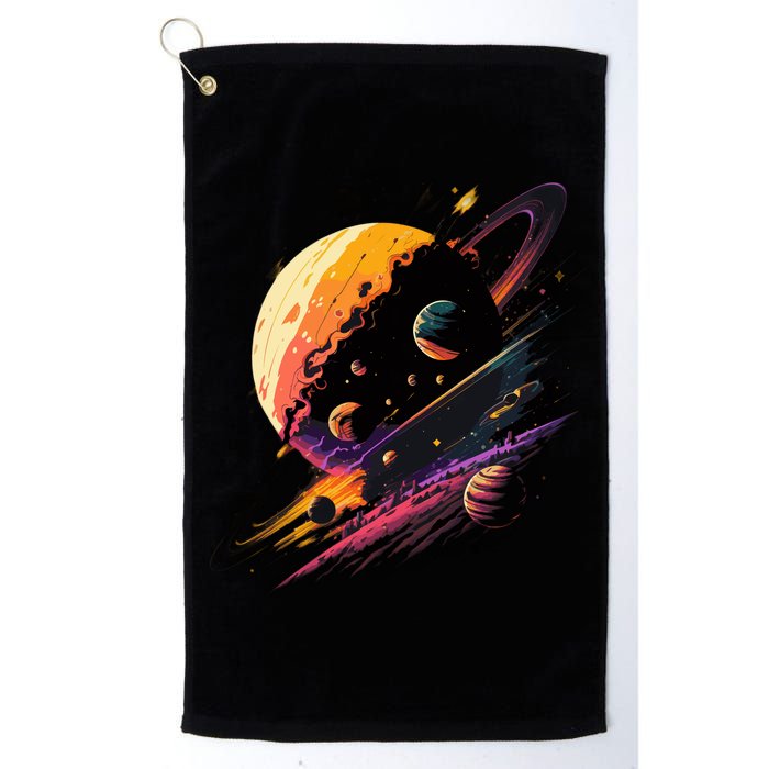 A Lot Of Big And Small Colorful Planets Golf Towel