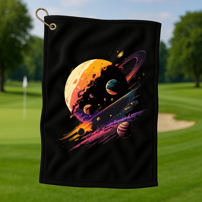 A Lot Of Big And Small Colorful Planets Golf Towel