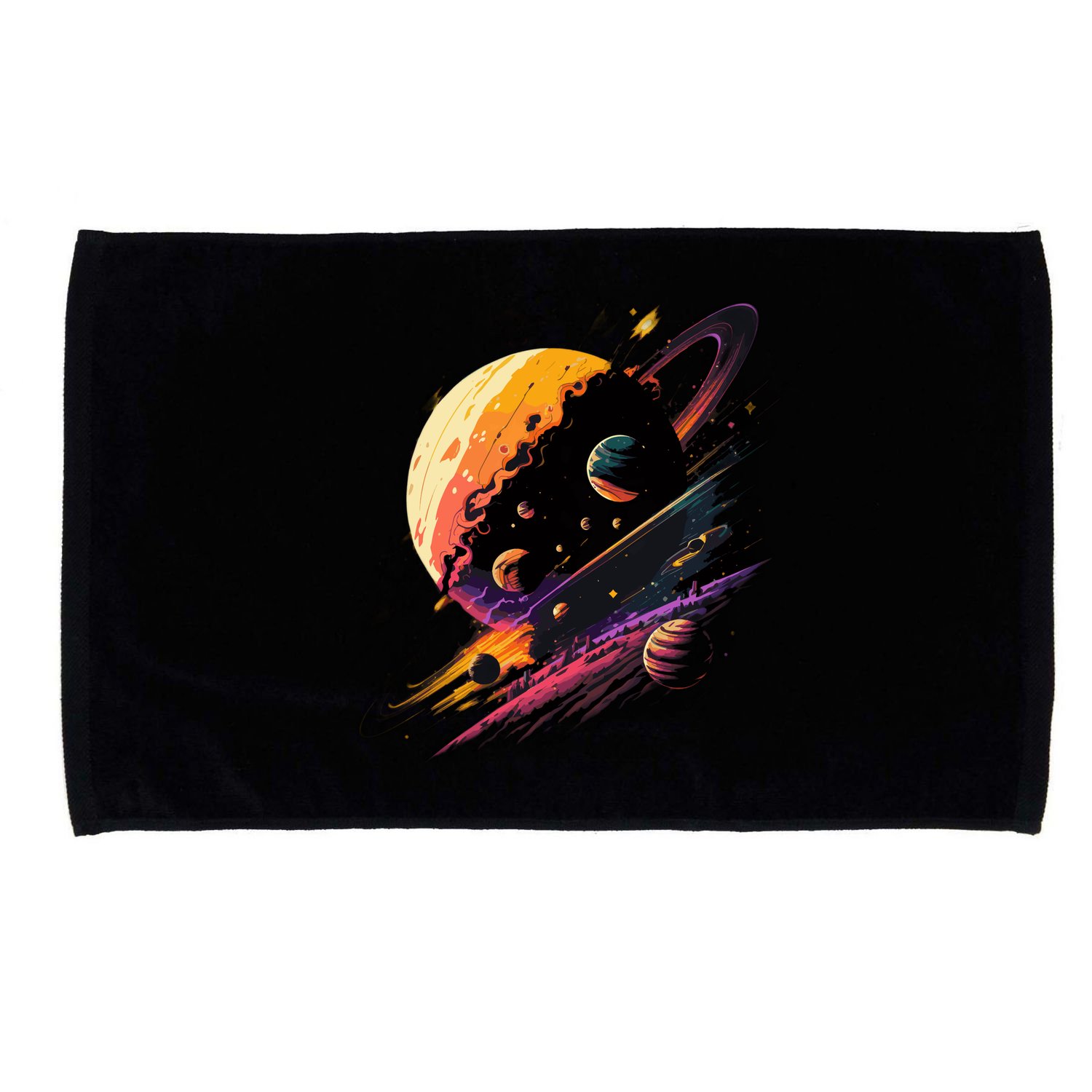 A Lot Of Big And Small Colorful Planets Microfiber Hand Towel