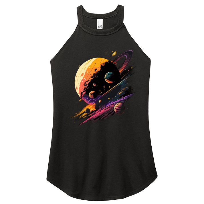 A Lot Of Big And Small Colorful Planets Women's Perfect Tri Rocker Tank
