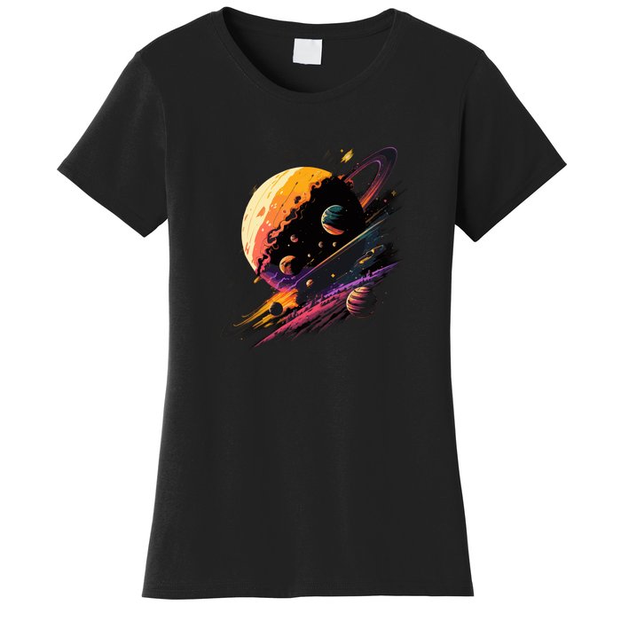 A Lot Of Big And Small Colorful Planets Women's T-Shirt