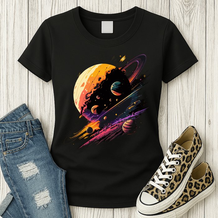 A Lot Of Big And Small Colorful Planets Womens T-Shirt