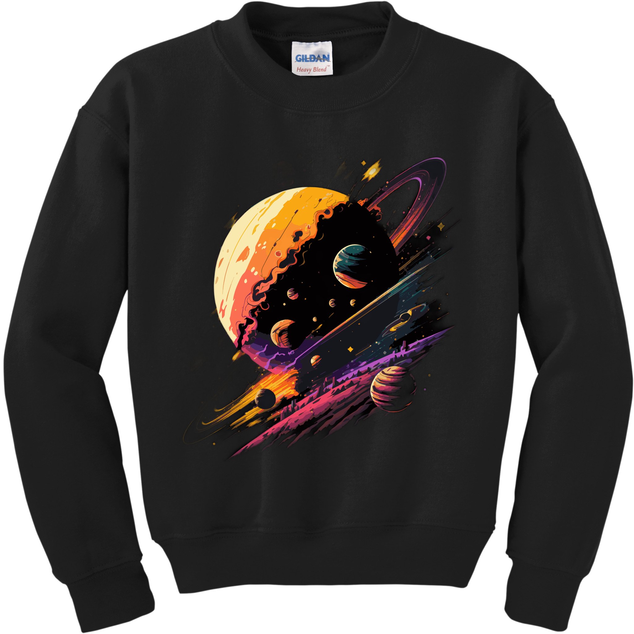 A Lot Of Big And Small Colorful Planets Kids Sweatshirt