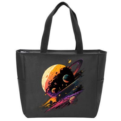 A Lot Of Big And Small Colorful Planets Zip Tote Bag