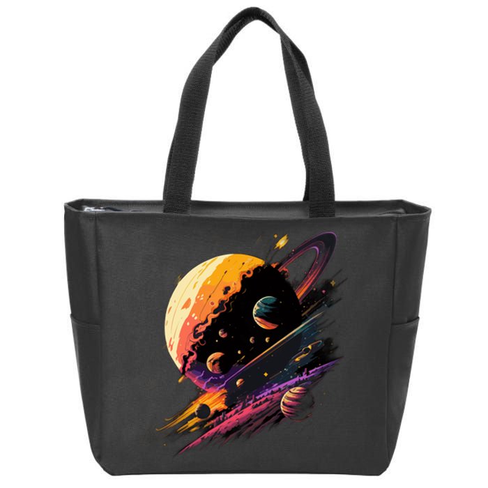 A Lot Of Big And Small Colorful Planets Zip Tote Bag