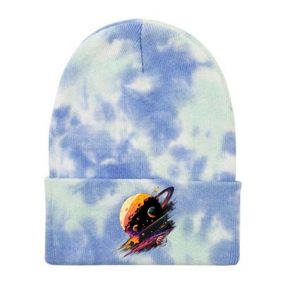 A Lot Of Big And Small Colorful Planets Tie Dye 12in Knit Beanie