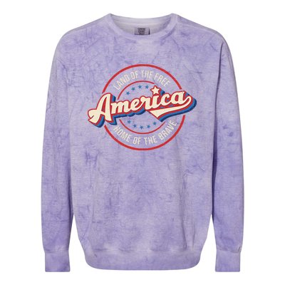 America Land Of The Free Home Of The Brave Retro Colorblast Crewneck Sweatshirt