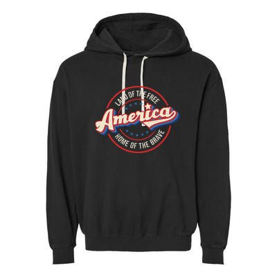 America Land Of The Free Home Of The Brave Retro Garment-Dyed Fleece Hoodie