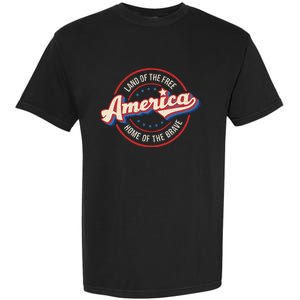 America Land Of The Free Home Of The Brave Retro Garment-Dyed Heavyweight T-Shirt