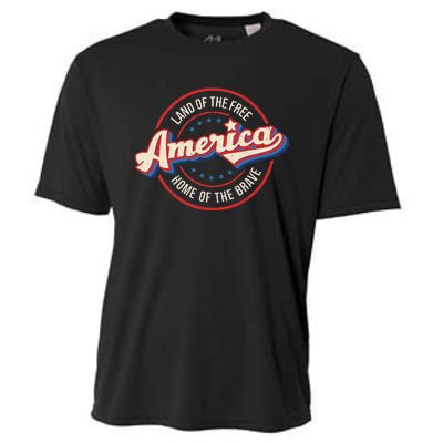 America Land Of The Free Home Of The Brave Retro Cooling Performance Crew T-Shirt