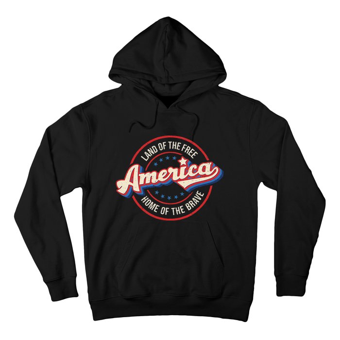 America Land Of The Free Home Of The Brave Retro Hoodie