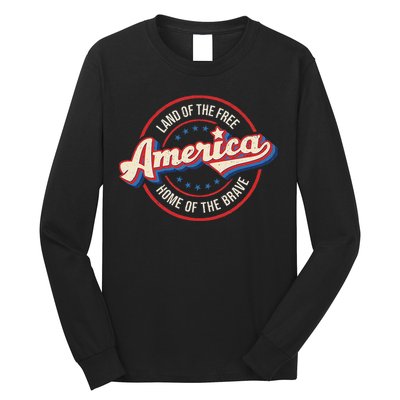 America Land Of The Free Home Of The Brave Retro Long Sleeve Shirt