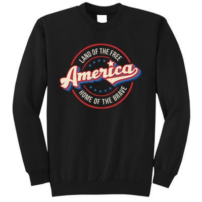 America Land Of The Free Home Of The Brave Retro Sweatshirt