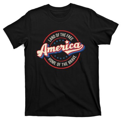 America Land Of The Free Home Of The Brave Retro T-Shirt