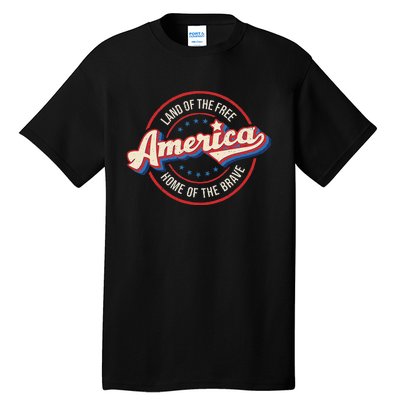 America Land Of The Free Home Of The Brave Retro Tall T-Shirt