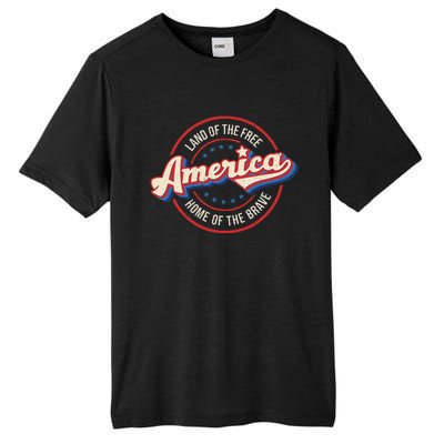 America Land Of The Free Home Of The Brave Retro Tall Fusion ChromaSoft Performance T-Shirt