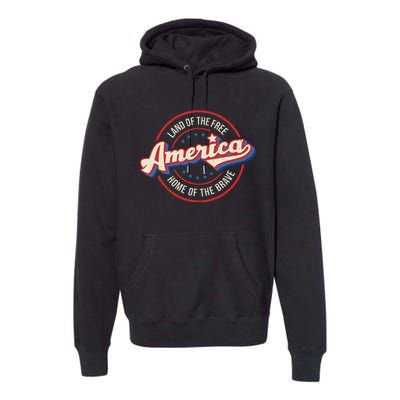 America Land Of The Free Home Of The Brave Retro Premium Hoodie