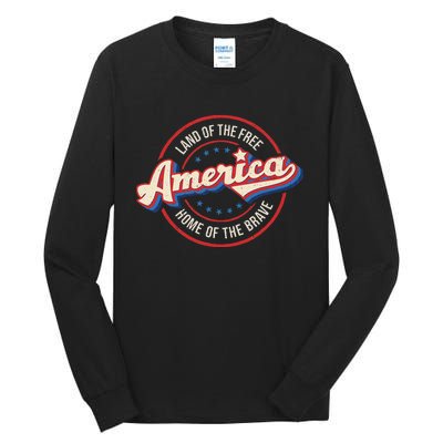 America Land Of The Free Home Of The Brave Retro Tall Long Sleeve T-Shirt