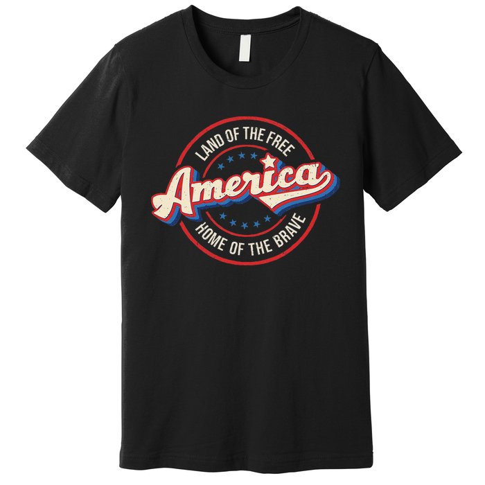 America Land Of The Free Home Of The Brave Retro Premium T-Shirt