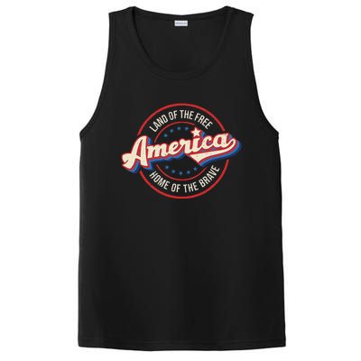 America Land Of The Free Home Of The Brave Retro PosiCharge Competitor Tank