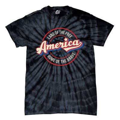 America Land Of The Free Home Of The Brave Retro Tie-Dye T-Shirt