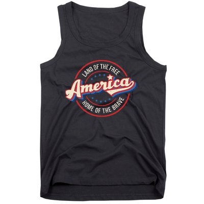 America Land Of The Free Home Of The Brave Retro Tank Top