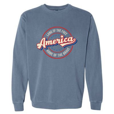 America Land Of The Free Home Of The Brave Retro Garment-Dyed Sweatshirt